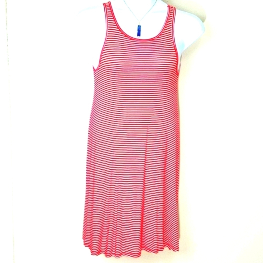 Sundress t-shirt tank red white stripe stretch size small